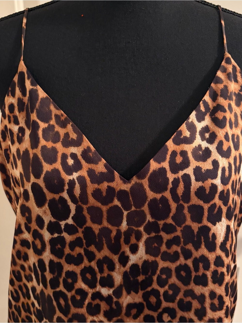 Express Leopard-Print V-Neck Cami Tank Top - Brown/Black - Picture 2 of 5